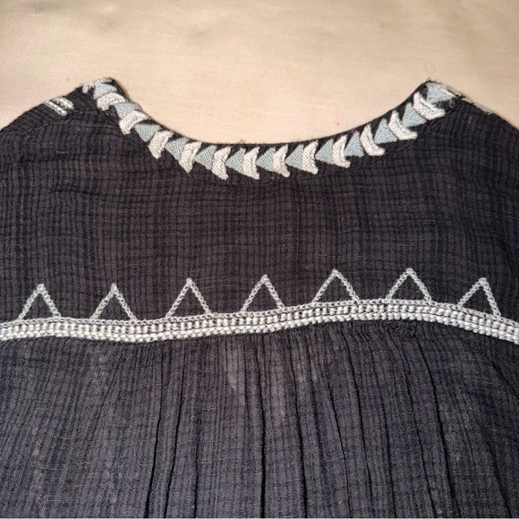 Free People Black Tunic with White Embroidered Trim - Picture 5 of 8